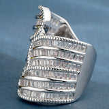Baguette CZ Overlapping Wave Wide Ring