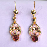 Red CZ Wreath Circle Drop Earrings