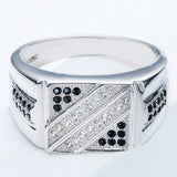 Black-Accent Pavé CZ Diagonal Men's Ring