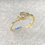 Three Bezel CZ Thin Gold-Tone Ring
