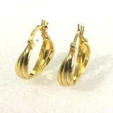 Gold Ribbed Twist Hoop Earrings