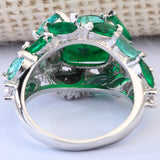 Emerald-Green Marquise CZ Bird Cluster Ring