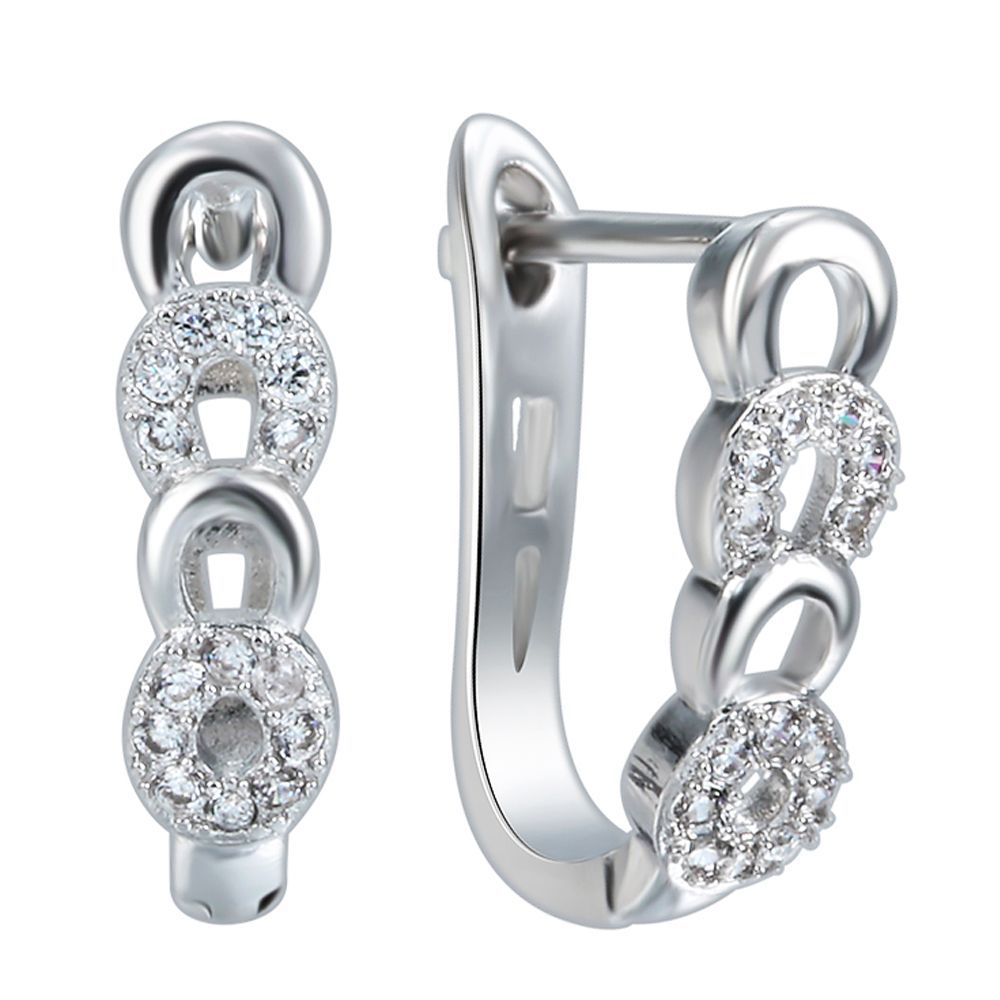 Pavé CZ Chain-Link Leverback Earrings