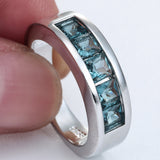 Aqua Square CZ Channel Band Ring