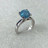 Opal-Look Round Petite Solitaire Ring