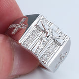 Pave CZ Crucifix Cross Signet Ring