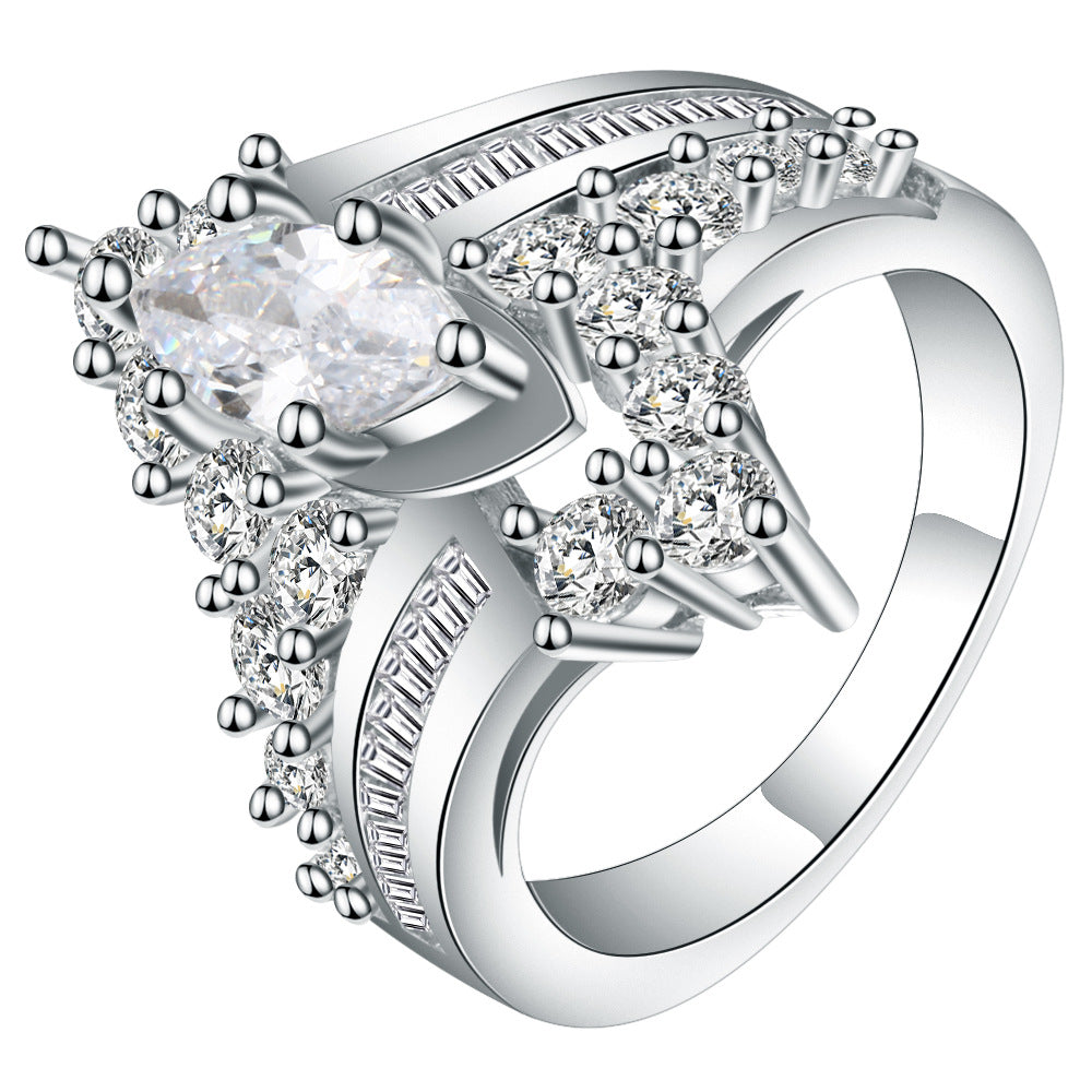Marquise CZ Chevron Crown Band Ring