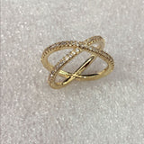 Gold Double Crisscross CZ Pave Ring