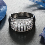 Baguette CZ Grid Wide Men's Ring