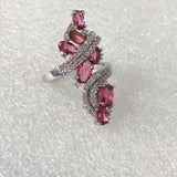 Pink Oval CZ Cascade Bypass Ring