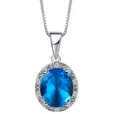 Aqua Oval CZ Halo Triple-Drop Jewelry Set