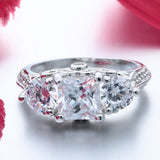 Princess-Cut Three-Stone CZ Ring