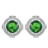 Emerald-Green Round CZ Geometric Frame Jewelry Set