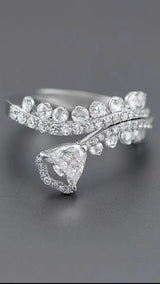 Purple Enamel Butterfly CZ Open Ring