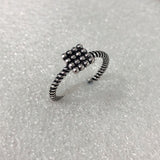 Oxidized Beaded Square Twisted Rope Ring