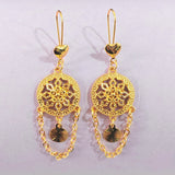 Sunflower Medallion Chain Drop Earrings