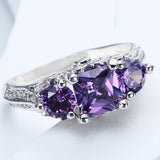 Lavender Princess-Cut Three-Stone CZ Ring