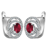 Green Oval CZ Rhombus-Frame Leverback Earrings