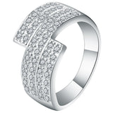 Triple-Row Pavé CZ Bypass Ring