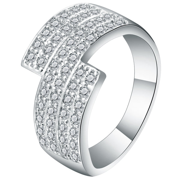Triple-Row Pavé CZ Bypass Ring