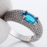 Aqua Marquise CZ Pavé Dome Ring