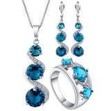 Aqua CZ Swirl Drop Jewelry Set