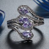 Purple Marquise CZ Four-Stone Wave Ring
