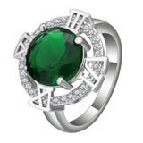 Emerald-Green Round CZ Geometric Frame Jewelry Set