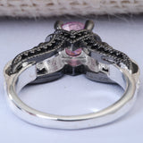Pink CZ Skull Gothic Solitaire Ring