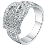 Pavé CZ Belt Buckle Wide Ring