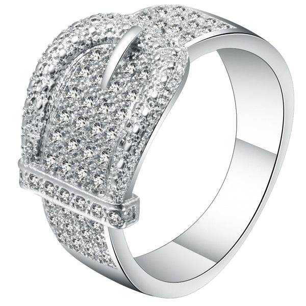 Pavé CZ Belt Buckle Wide Ring