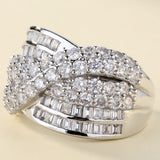 Crossover Pave and Baguette CZ Wide Ring