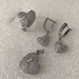Pavé CZ Puffy Heart Jewelry Set