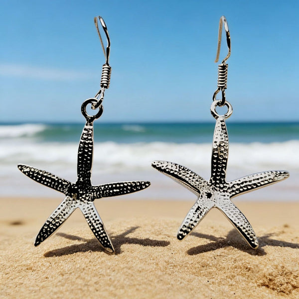 Starfish Textured Drop Earrings