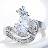 Pear CZ Pavé Ribbon Swirl Ring