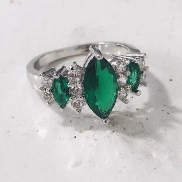 Emerald-Green Marquise CZ Five-Stone Ring