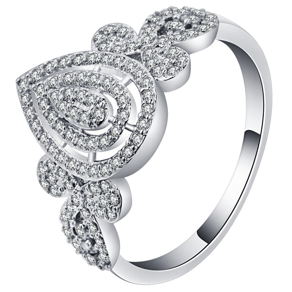 Pavé CZ Teardrop Swirl Statement Ring