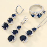 Sapphire-Blue CZ Swirl Drop Jewelry Set