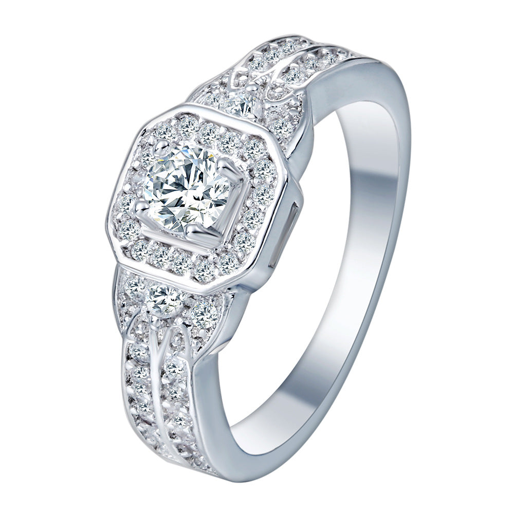 Round CZ Octagon Halo Pavé Ring
