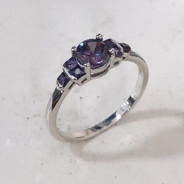 Purple Round CZ Five-Stone Ring