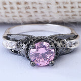 Pink CZ Skull Gothic Solitaire Ring