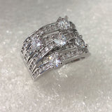 Multi-Row CZ Wide Crossover Band Ring