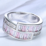 Pink Baguette CZ Open Bypass Ring