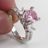 Pink Round CZ Princess Side Ring