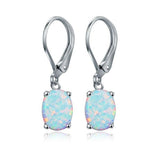 Opal-Look Oval Leverback Drop Earrings
