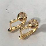 Gold Pave CZ Cluster Disc Huggie Earrings