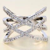Crisscross CZ Pave Wide Band Ring