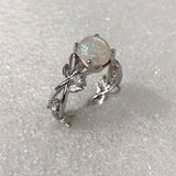 Opal-Look Round Leaf Vine Ring