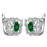 Green Round CZ Butterfly Halo Leverback Earrings