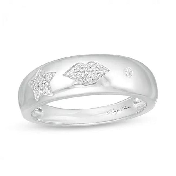 Pavé Star and Lips Band Ring